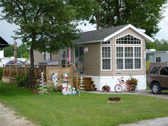 Seasonal campsite decorated for christmas
