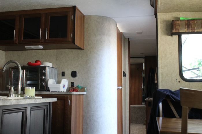 Forest River Avenger Kitchen has table and 4 chairs